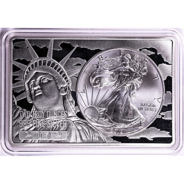 2012 $1 American Silver Eagle Coin & 2oz Silver Bar Set