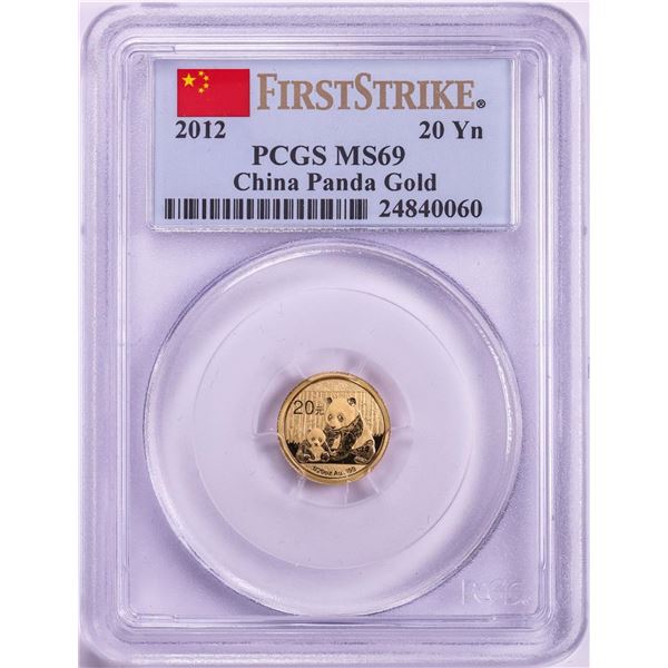 2012 China 20 Yuan 1/20oz Gold Panda Coin PCGS MS69 First Strike