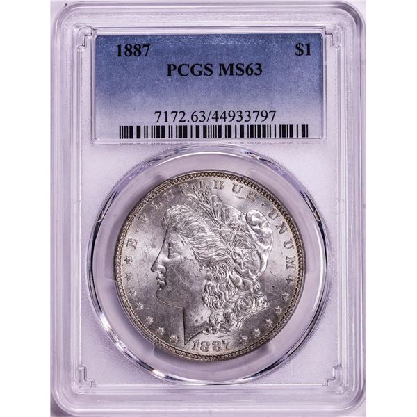 1887 $1 Morgan Silver Dollar Coin PCGS MS63