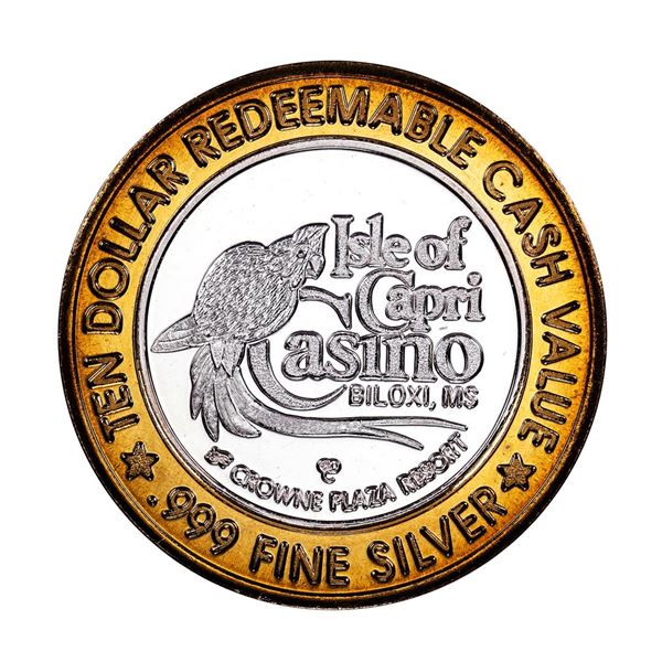 .999 Fine Silver Isle of Capri Casino Biloxi, MS $10 Limited Edition Gaming Token