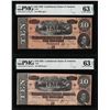Image 1 : (2) Consecutive 1864 $10 Confederate States of America Notes PMG Uncirculated 63EPQ