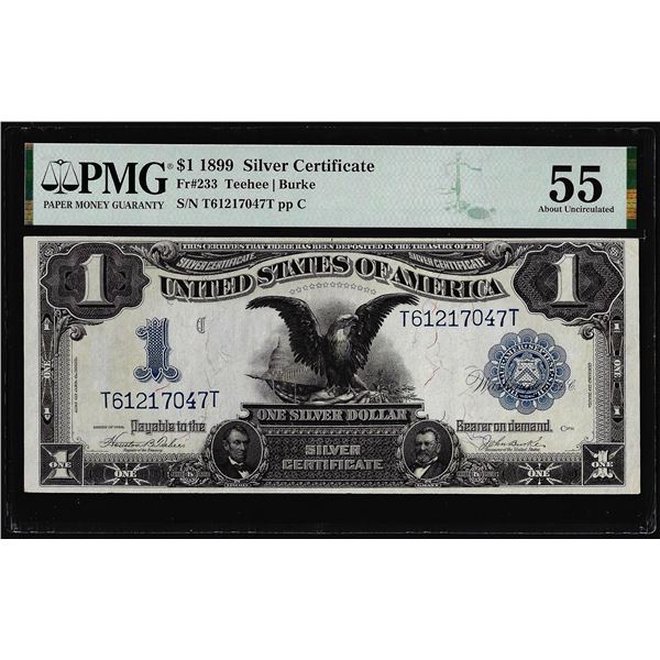 1899 $1 Black Eagle Silver Certificate Note Fr.233 PMG About Uncirculated 55