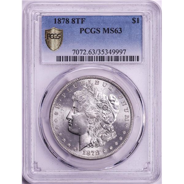 1878 8TF $1 Morgan Silver Dollar Coin PCGS MS63
