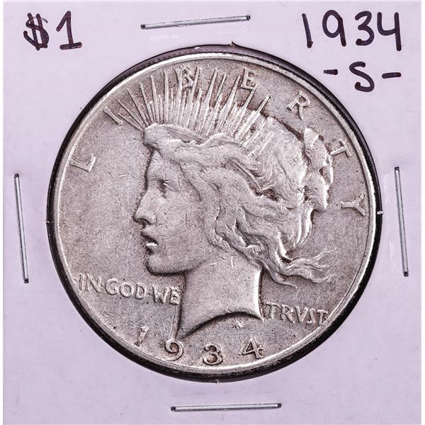 1934-S $1 Peace Silver Dollar Coin