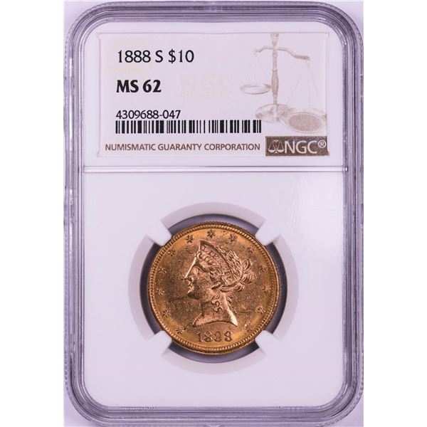 1888-S $10 Liberty Head Eagle Gold Coin NGC MS62