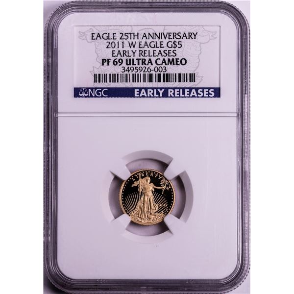 2011-W $5 Proof American Gold Eagle Coin NGC PF69 Ultra Cameo Early Releases