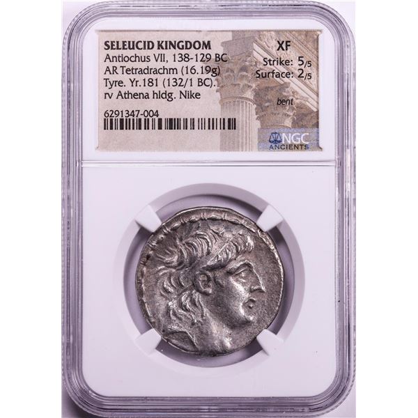 Ancient Seleucid Kingdom 138-129 BC Antiochus VII Tetradrachm Tyre Athena Coin NGC XF