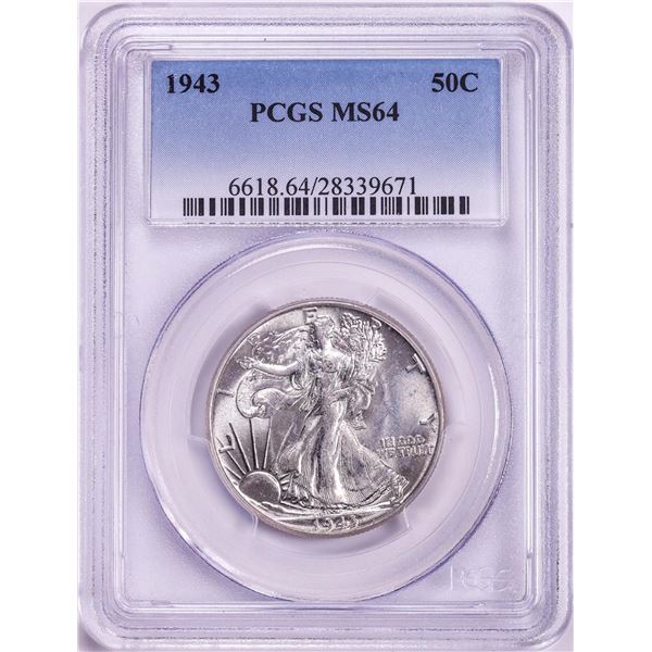 1943 Walking Liberty Half Dollar Coin PCGS MS64