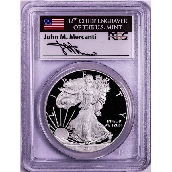 2012-S $1 Proof American Silver Eagle Coin PCGS PR70DCAM First Strike Mercanti Signed