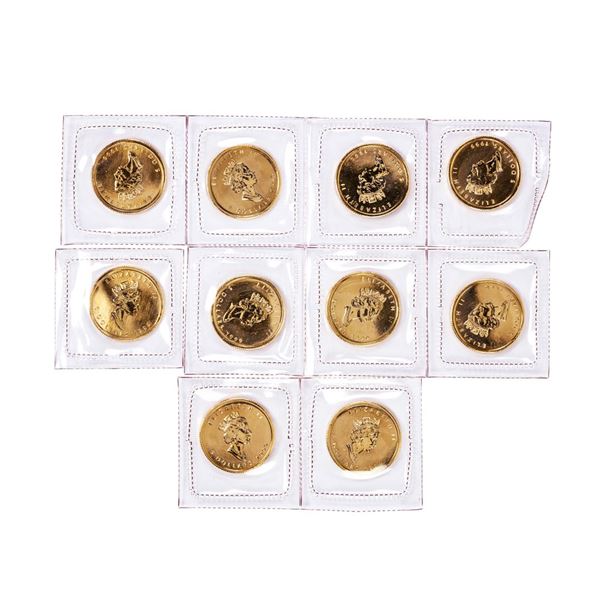 Lot of (10) Sealed 1999 Canadian $5 Maple Leaf Gold Coins