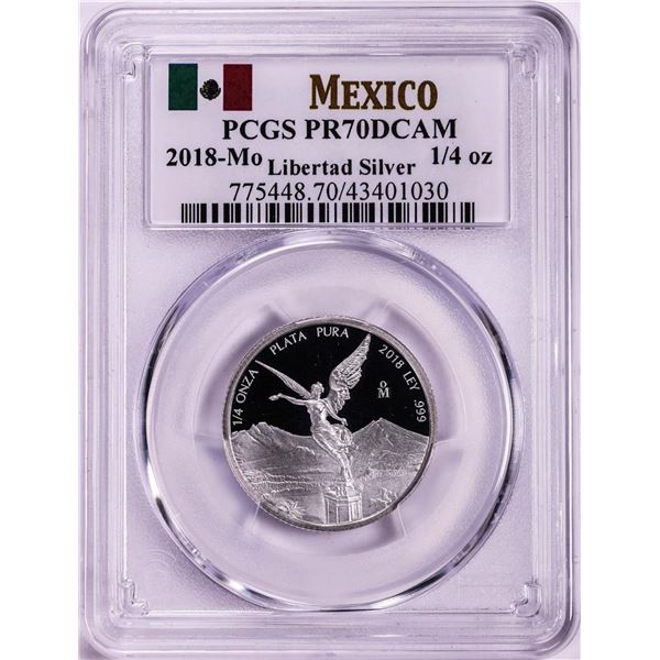 2018-Mo Mexico Proof 1/4 oz Silver Libertad Coin PCGS PR70DCAM