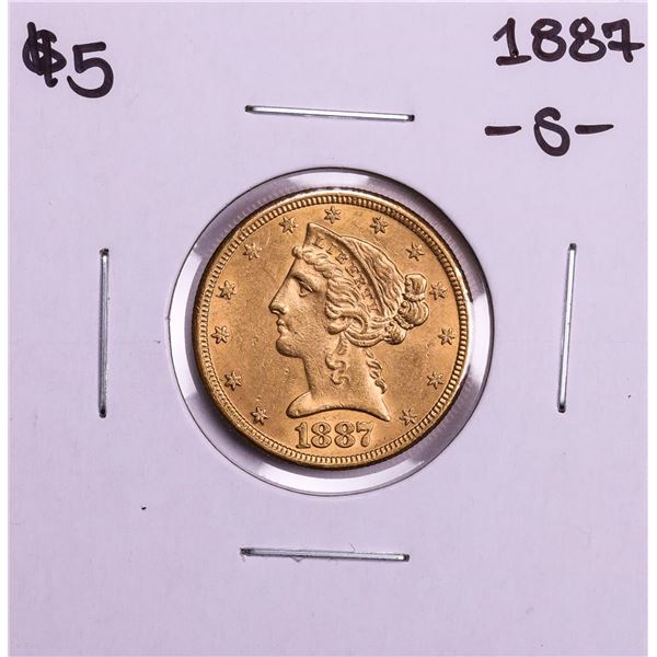 1887-S $5 Liberty Head Half Eagle Gold Coin