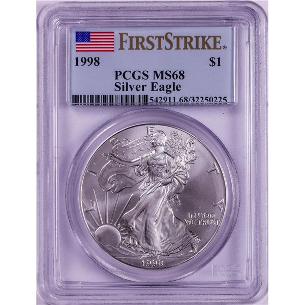 1998 $1 American Silver Eagle Coin PCGS MS68 First Strike