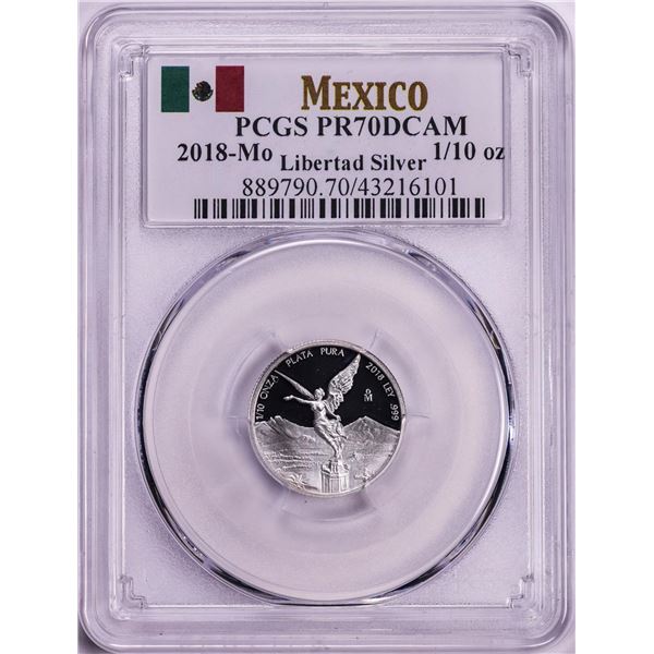 2018-Mo Mexico Proof 1/10 oz Silver Libertad Coin PCGS PR70DCAM