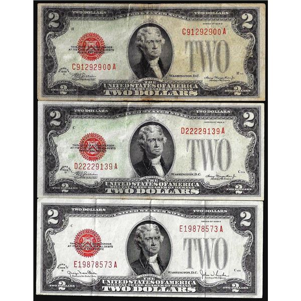 Lot of (3) 1928 $2 Legal Tender Notes