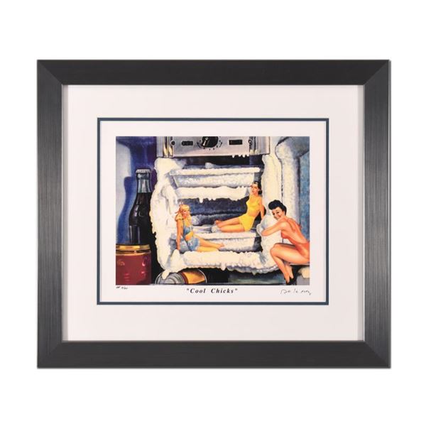 Nelson De La Nuez "Cool Chicks" Limited Edition Mixed Media On Paper