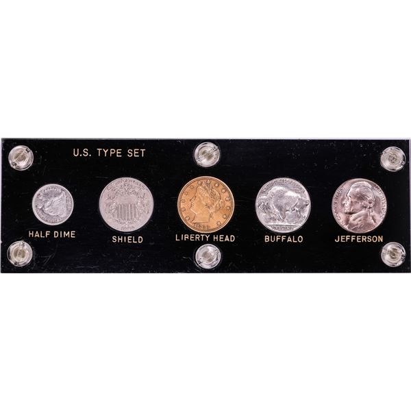 U.S. Five Cent (5) Coin Type Set in Capital Plastics Holder