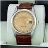 Image 2 : Rolex Men's Two Tone Champagne Index Wristwatch With Brown Leather Band
