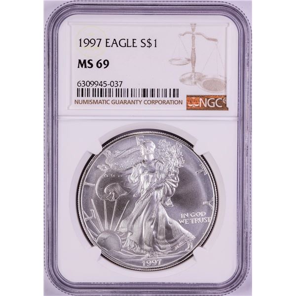 1997 $1 American Silver Eagle Coin NGC MS69