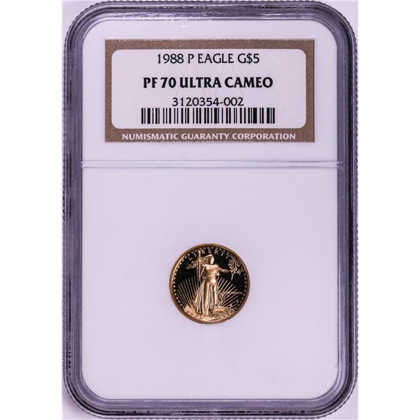 1988-P $5 Proof American Gold Eagle Coin NGC PF70 Ultra Cameo
