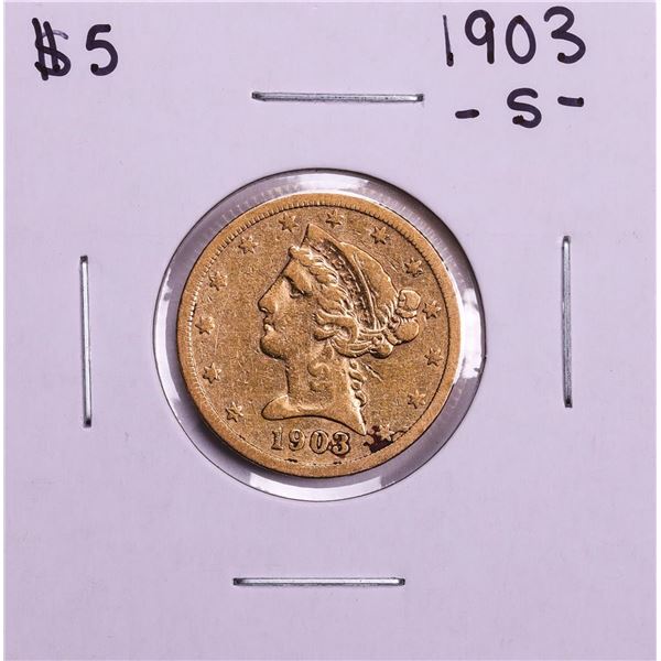 1903-S $5 Liberty Head Half Eagle Gold Coin