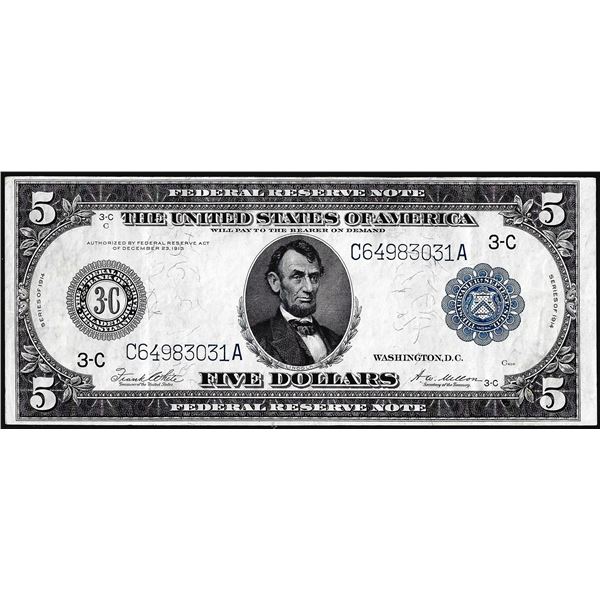 1914 $5 Federal Reserve Note Philadelphia
