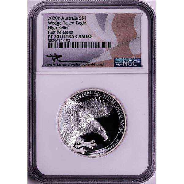 2020P Australia $1 Wedge-Tailed Eagle Silver Coin NGC PF70 Ultra Cameo Mercanti Signed