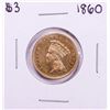 Image 1 : 1860 $3 Indian Princess Head Gold Coin