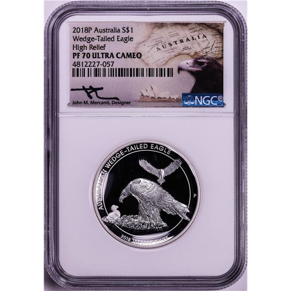 2018P Australia $1 Wedge-Tailed Eagle High Relief 1oz Silver Coin NGC PF70 Ultra Cameo