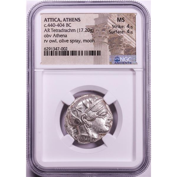 Attica Athens Greece 440-404 BC Tetradrachm Athena Owl Ancient Coin NGC Choice MS