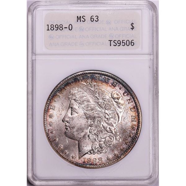 1898-O $1 Morgan Silver Dollar Coin ANACS MS63 Old Soap Box Holder