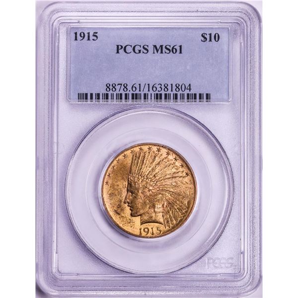 1915 $10 Indian Head Eagle Gold Coin PCGS MS61