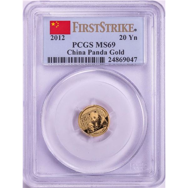 2012 China 20 Yuan 1/20oz Gold Panda Coin PCGS MS69 First Strike