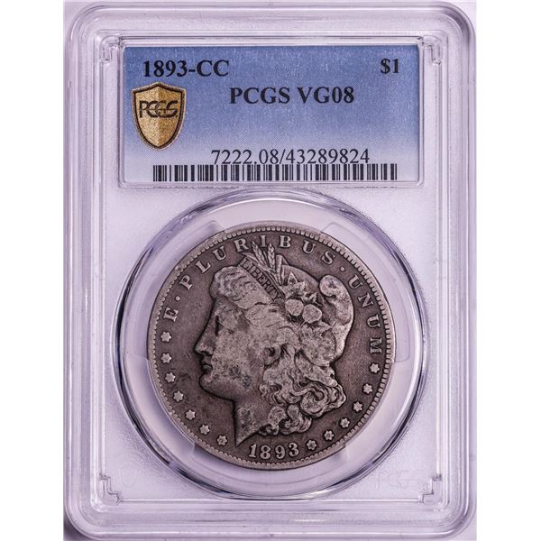 1893-CC $1 Morgan Silver Dollar Coin PCGS VG08