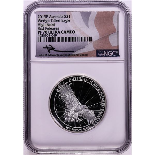 2019P Australia $1 Wedge-Tailed Eagle High Relief 1oz Silver Coin NGC PF70 Ultra Cameo