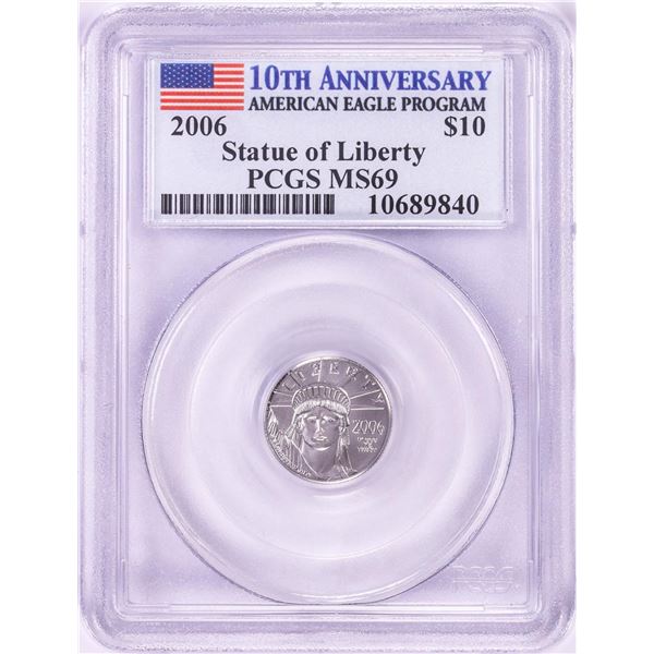 2006 $10 American Platinum Eagle Coin PCGS MS69 First Strike