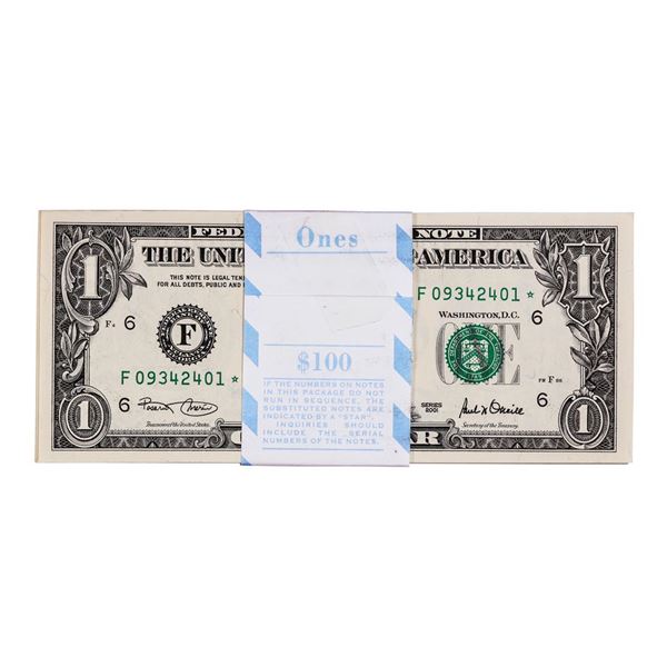 Pack of (100) Consecutive 2001 $1 Federal Reserve STAR Notes Atlanta