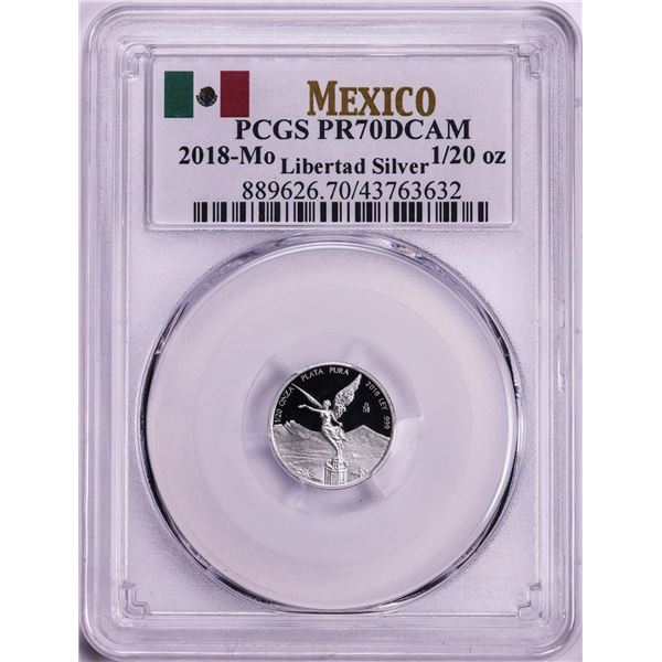 2018-Mo Mexico Proof 1/20 oz Silver Libertad Coin PCGS PR70DCAM