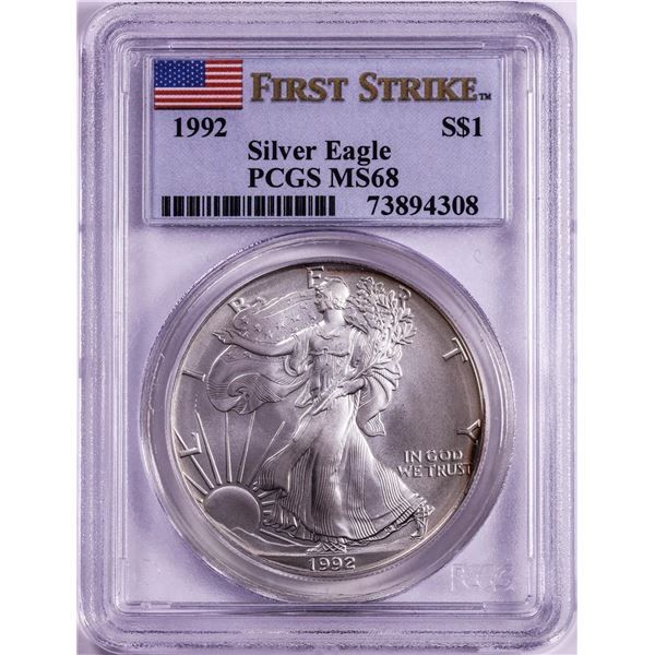 1992 $1 American Silver Eagle Coin PCGS MS68 First Strike