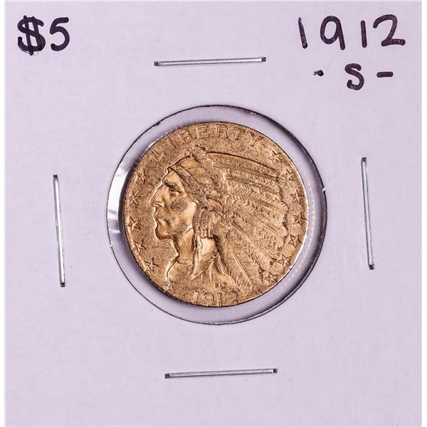 1912-S $5 Indian Head Half Eagle Gold Coin
