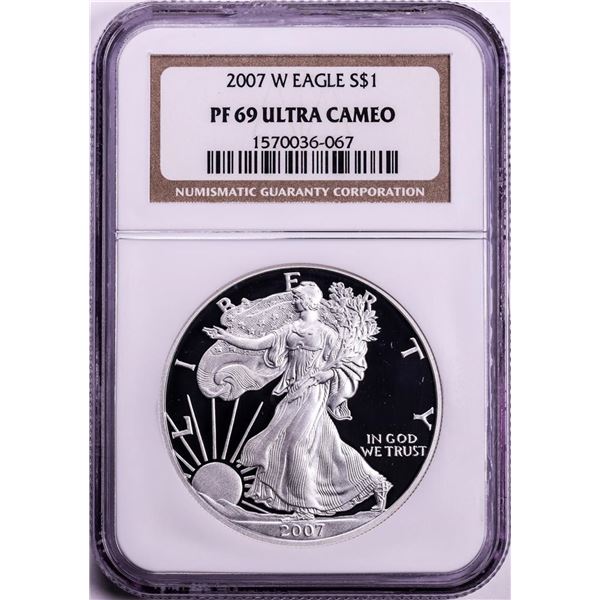 2007-W $1 Proof American Silver Eagle Coin NGC PF69 Ultra Cameo