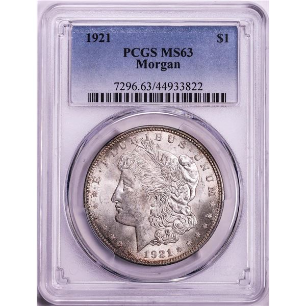 1921 $1 Morgan Silver Dollar Coin PCGS MS63