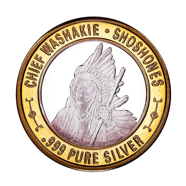 .999 Silver Chief Washakie $10 Casino Limited Native American Series Gaming Token
