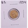 Image 1 : 1854 Type 1 $1 Indian Princess Head Gold Dollar Coin