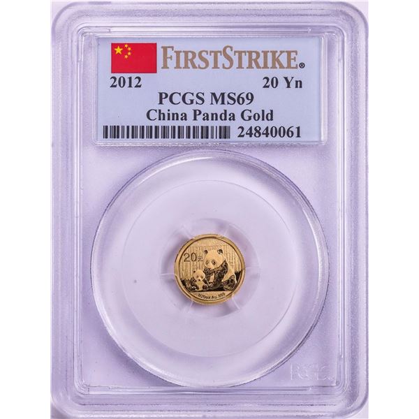 2012 China 20 Yuan 1/20oz Gold Panda Coin PCGS MS69 First Strike