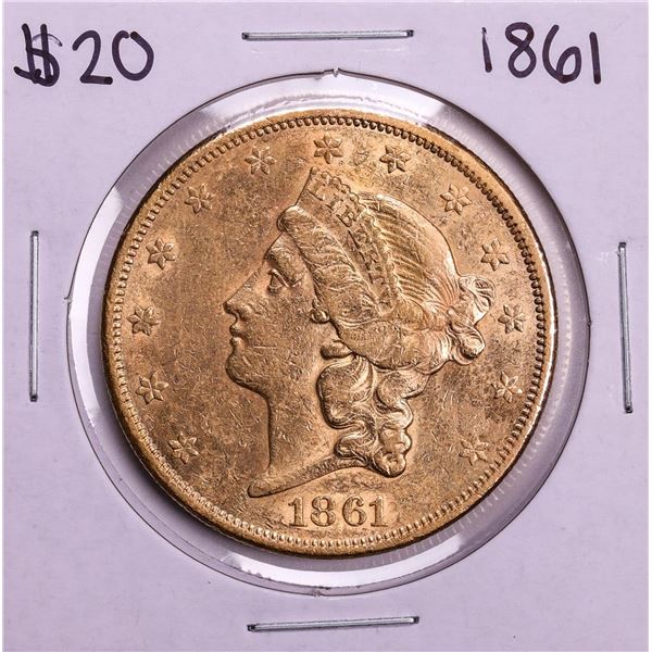 1861 $20 Liberty Head Double Eagle Gold Coin Civil War Date