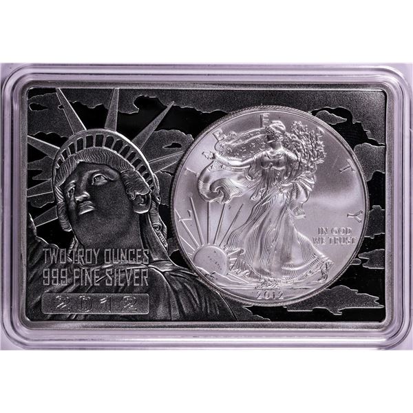 2012 $1 American Silver Eagle Coin & 2oz Silver Bar Set