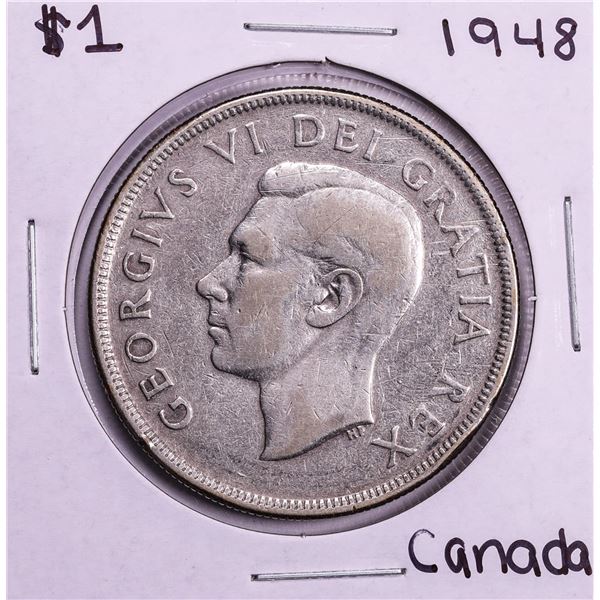 1948 Canada $1 George VI Silver Dollar Coin Key Date