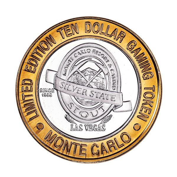 .999 Silver Monte Carlo Las Vegas, Nevada $10 Casino Limited Edition Gaming Token