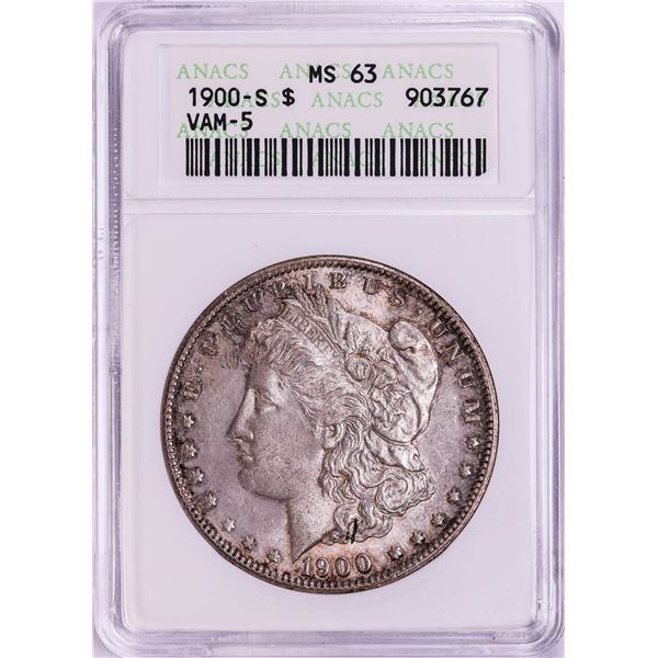 1900-S VAM-5 $1 Morgan Silver Dollar Coin ANACS MS63